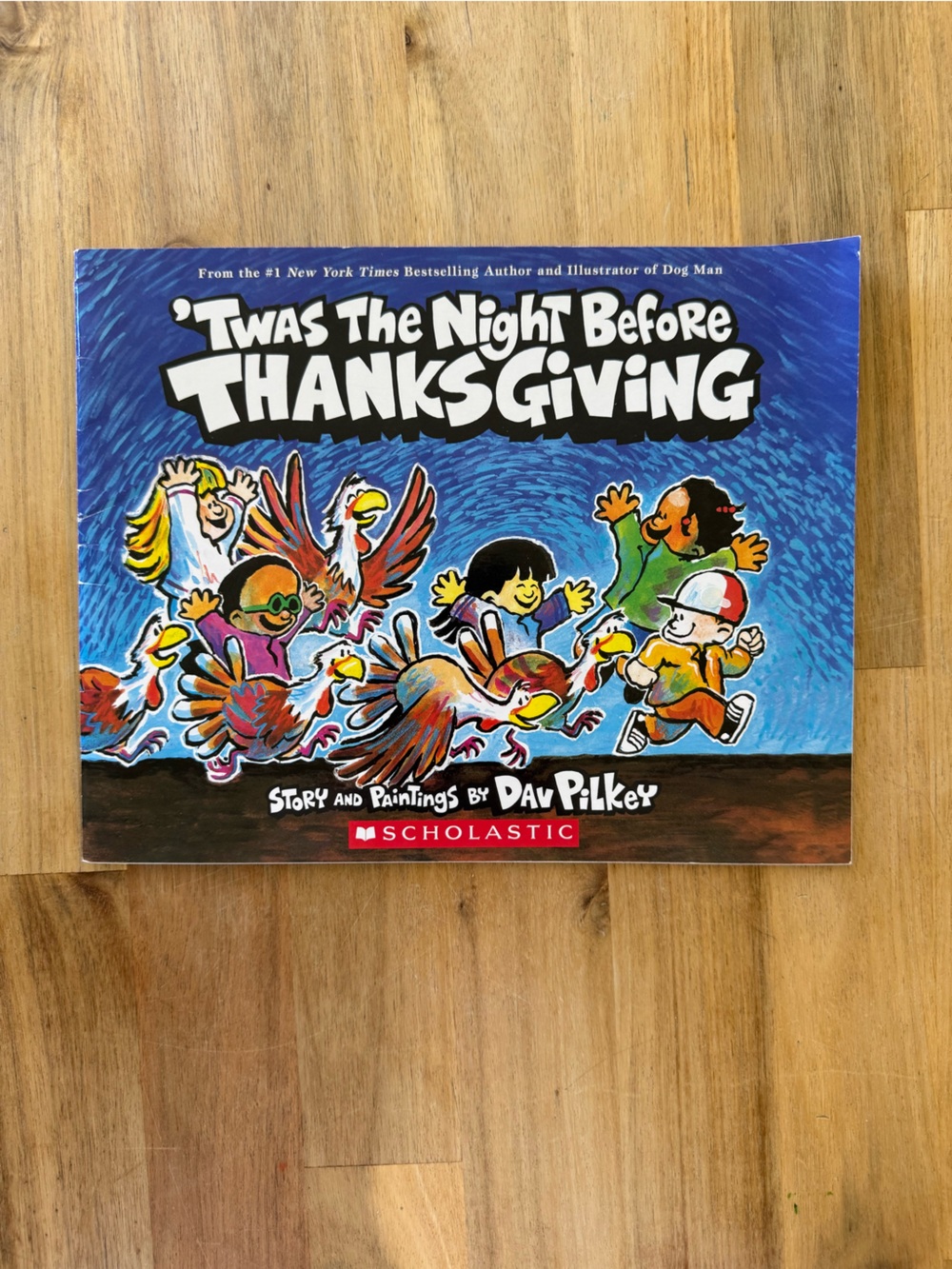Scholastic Twas the Night Before Thanksgiving - Blue Children's Fish-Themed Book